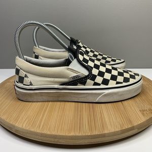 Vans Authentic Slip-On Checkerboard Black White Sneakers Womens Size 5.5